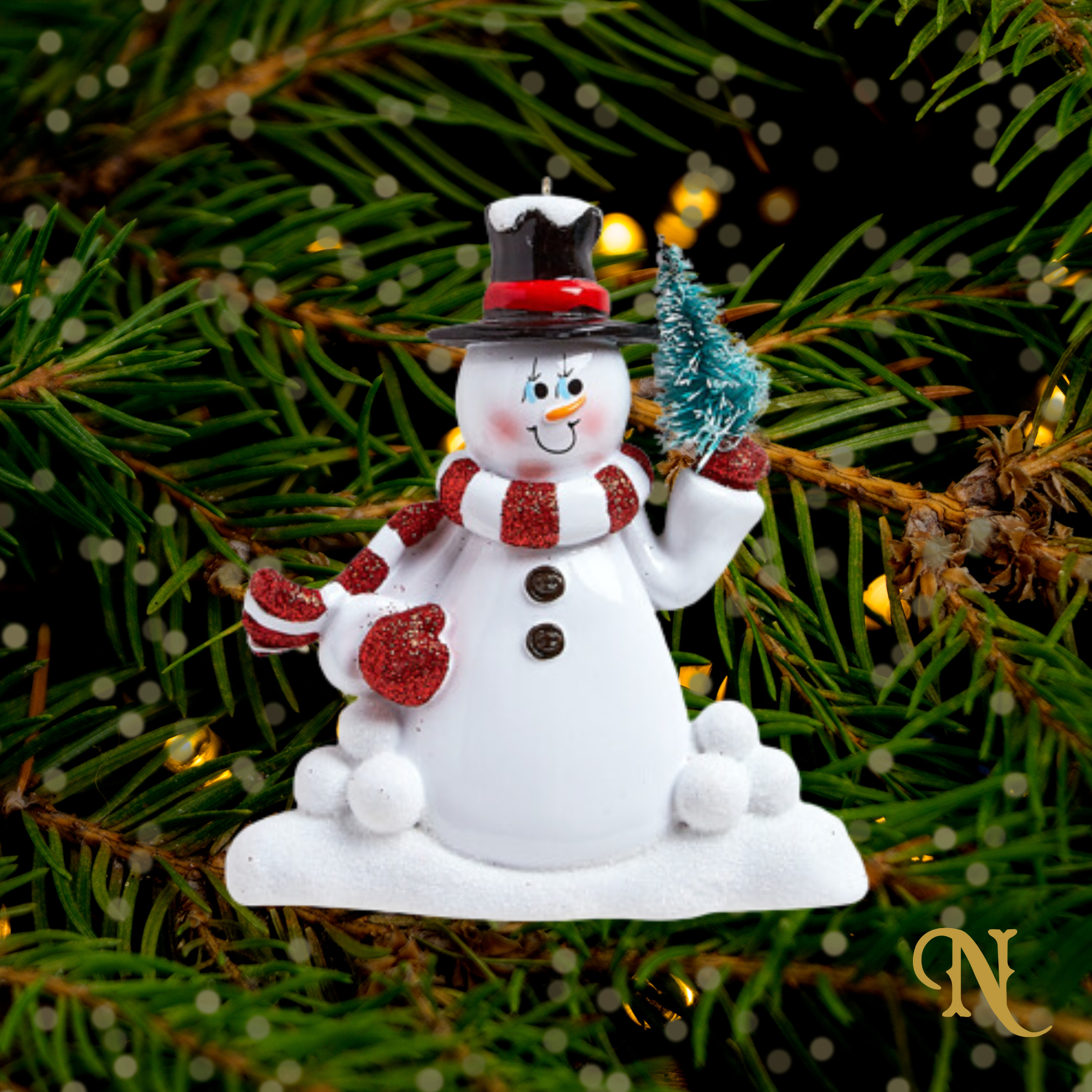 Snowman Holding Tree